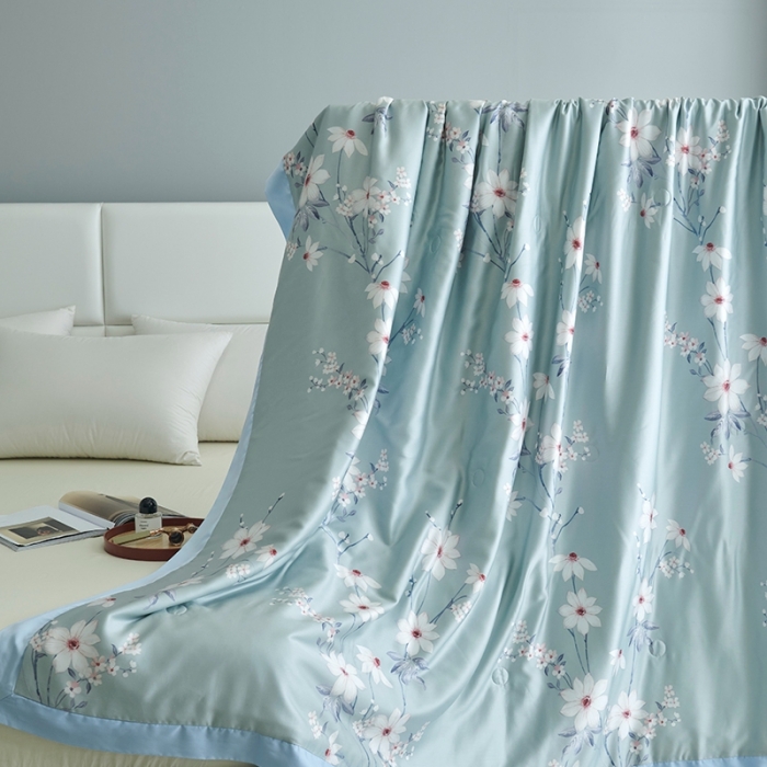 91家纺网 家纺一手货源 找家纺 时亿 2022新款80支天丝印花单夏被夏凉被空调被直播款 悦琦-蓝