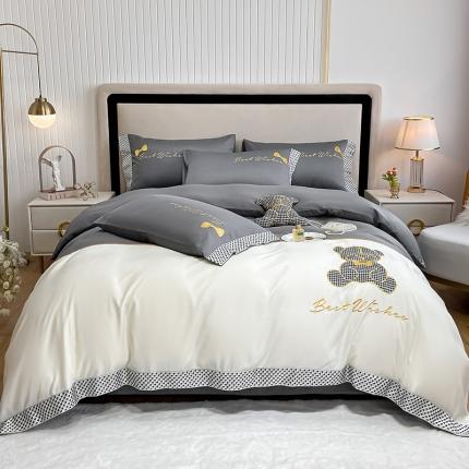 91家纺网 家纺一手货源 找家纺 (总) 眠帛家居  2022新款水洗天丝四件套元气熊系列