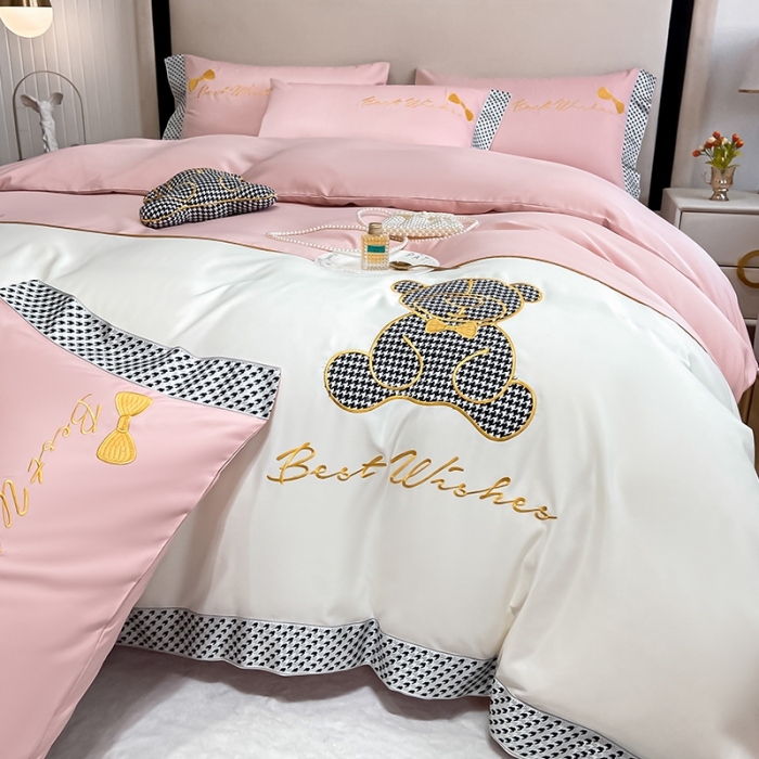 91家纺网 家纺一手货源 找家纺 (总) 眠帛家居  2022新款水洗天丝四件套元气熊系列