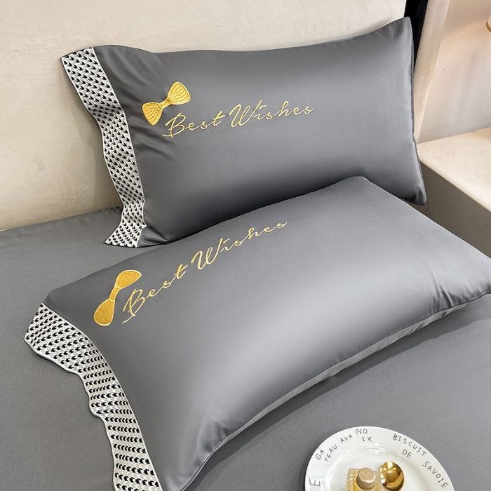 91家纺网 家纺一手货源 找家纺 眠帛家居  2022新款水洗天丝四件套元气熊系列 元气熊-灰