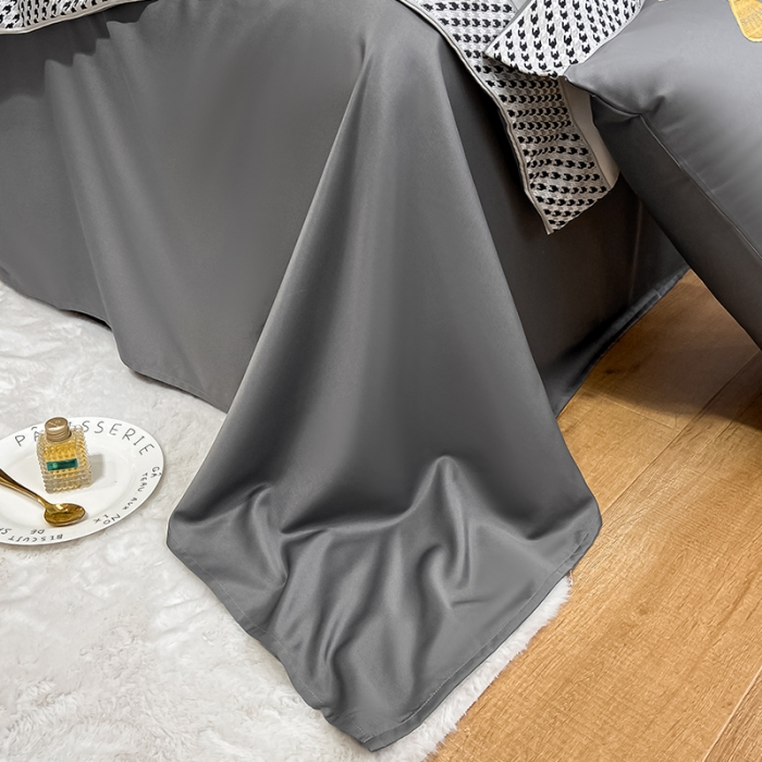 91家纺网 家纺一手货源 找家纺 眠帛家居  2022新款水洗天丝四件套元气熊系列 元气熊-灰