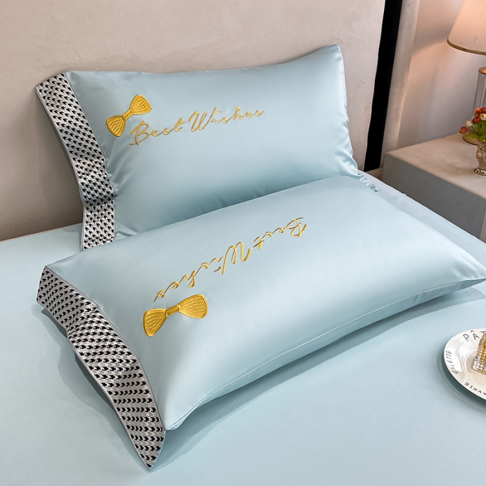 91家纺网 家纺一手货源 找家纺 眠帛家居  2022新款水洗天丝四件套元气熊系列元气熊-浅蓝