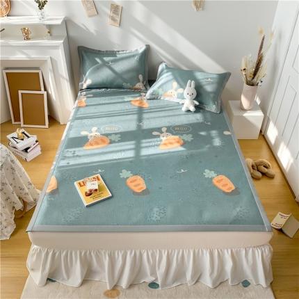 91家纺网 家纺一手货源 找家纺 （总）懒猫 2022新款大版印花600D加厚冰丝席