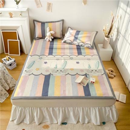 91家纺网 家纺一手货源 找家纺 （总）懒猫 2022新款大版印花600D加厚冰丝席