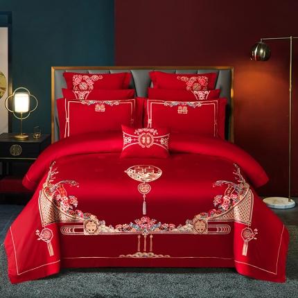 91家纺网 家纺一手货源 找家纺 （总）蒂爵 2022新款长绒棉婚庆四件套多件套