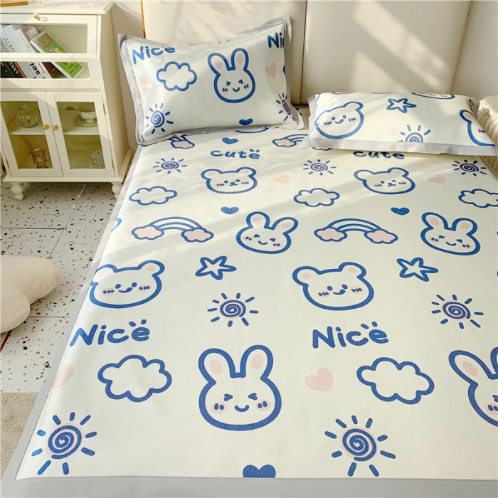 91家纺网 家纺一手货源 找家纺 （总）懒猫 2022新款大版印花600D加厚冰丝席