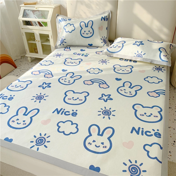 91家纺网 家纺一手货源 找家纺 （总）懒猫 2022新款大版印花600D加厚冰丝席