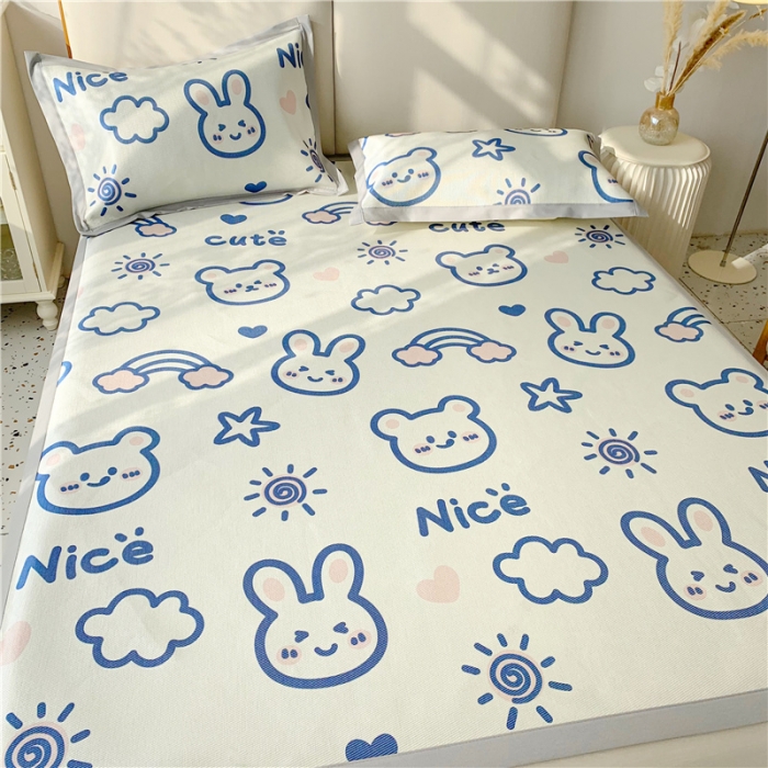 91家纺网 家纺一手货源 找家纺 （总）懒猫 2022新款大版印花600D加厚冰丝席