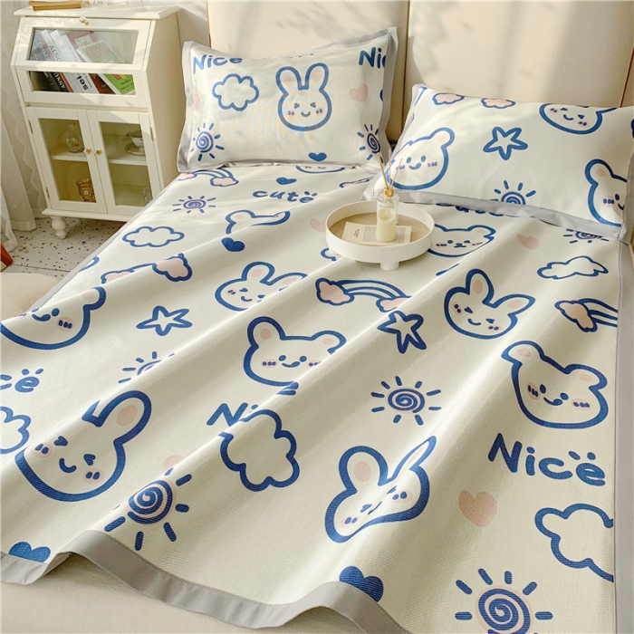 91家纺网 家纺一手货源 找家纺 （总）懒猫 2022新款大版印花600D加厚冰丝席