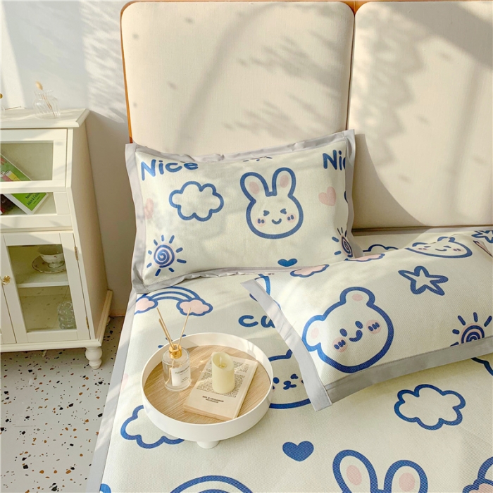 91家纺网 家纺一手货源 找家纺 （总）懒猫 2022新款大版印花600D加厚冰丝席