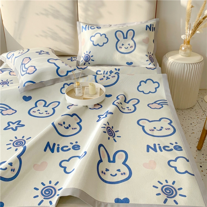 91家纺网 家纺一手货源 找家纺 （总）懒猫 2022新款大版印花600D加厚冰丝席