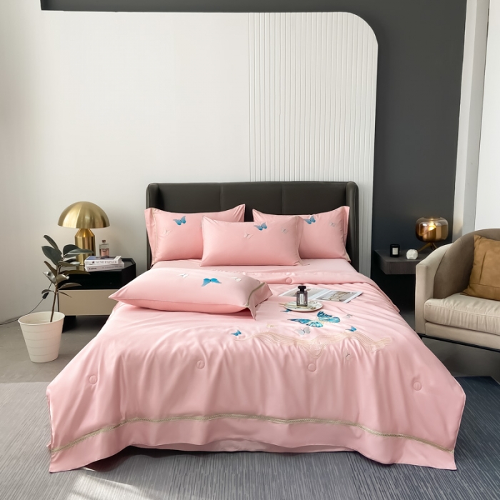 91家纺网 家纺一手货源 找家纺 (总) 眠帛家居  2022新款蝶梦刺绣夏被四件套