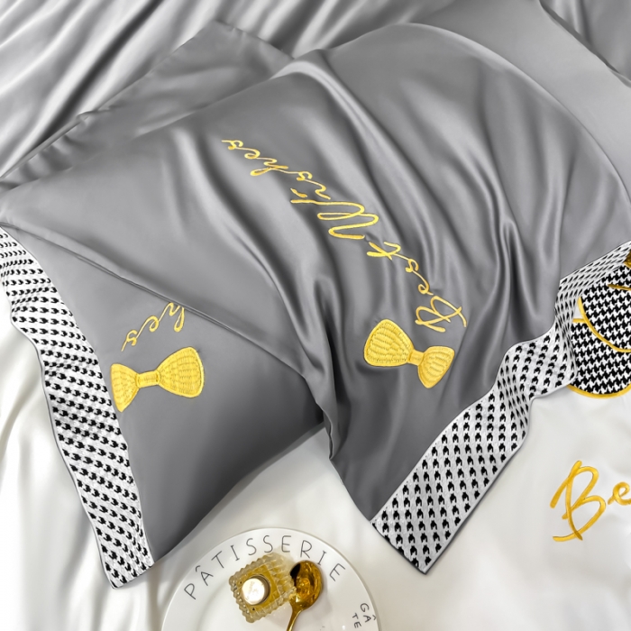 91家纺网 家纺一手货源 找家纺 眠帛家居 2022新款元气熊刺绣夏被四件套 元气熊灰