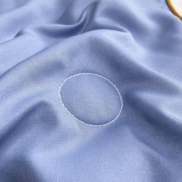 91家纺网 家纺一手货源 找家纺 眠帛家居 2022新款元气熊刺绣夏被四件套 元气熊蓝