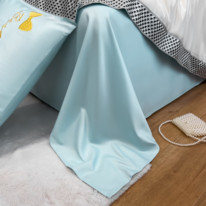 91家纺网 家纺一手货源 找家纺 眠帛家居 2022新款元气熊刺绣夏被四件套 元气熊青