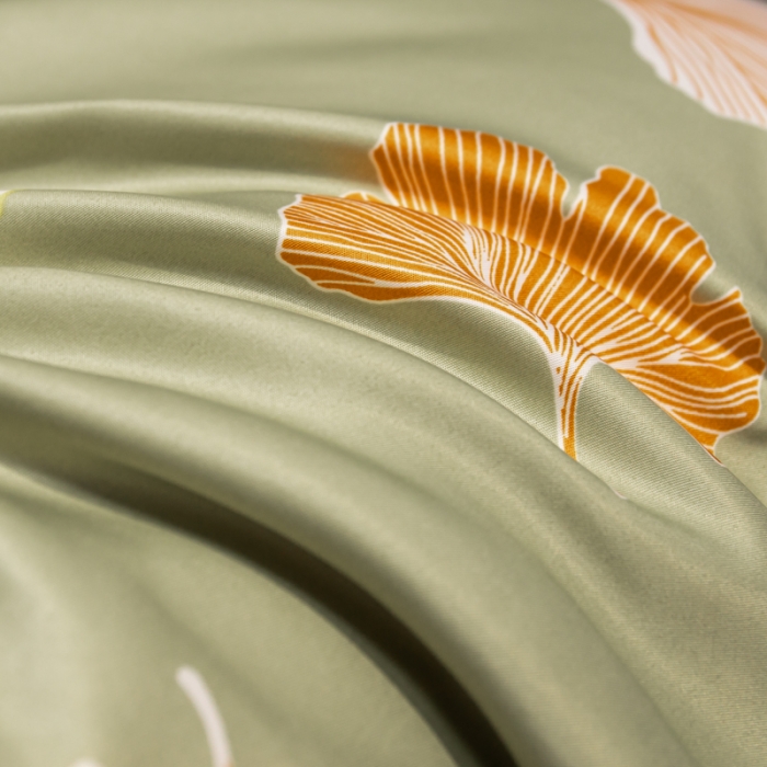 91家纺网 家纺一手货源 找家纺 2022新款 镂空水洗天丝夏被四件套 缤纷杏叶