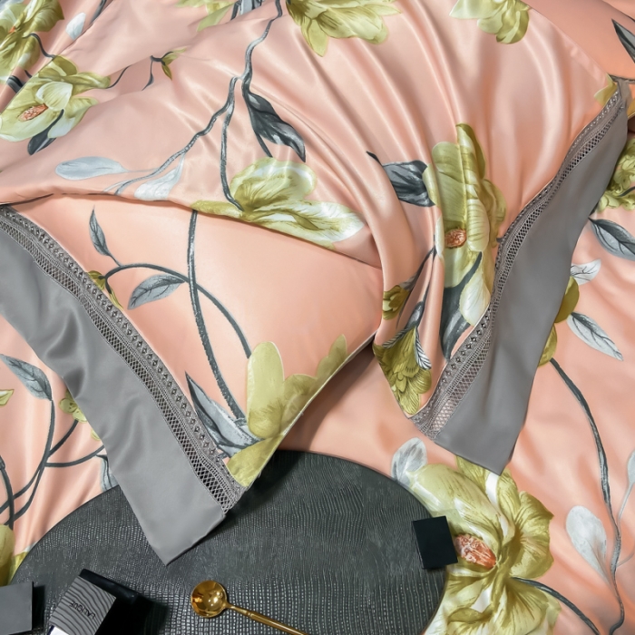 91家纺网 家纺一手货源 找家纺 2022新款 镂空水洗天丝夏被四件套 国色天香