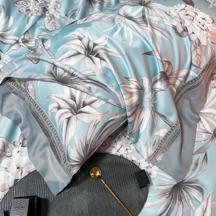 91家纺网 家纺一手货源 找家纺 2022新款 镂空水洗天丝夏被四件套 浅语初开