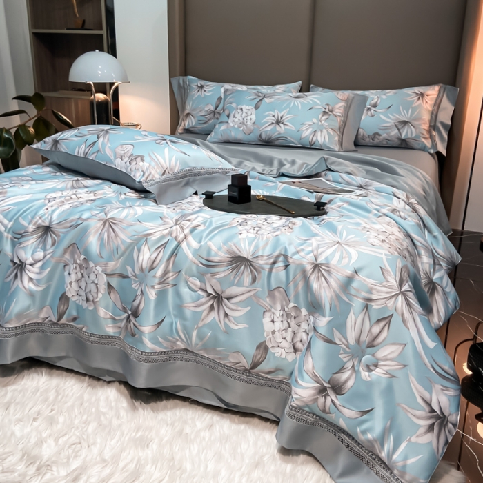 91家纺网 家纺一手货源 找家纺 2022新款 镂空水洗天丝夏被四件套 浅语初开