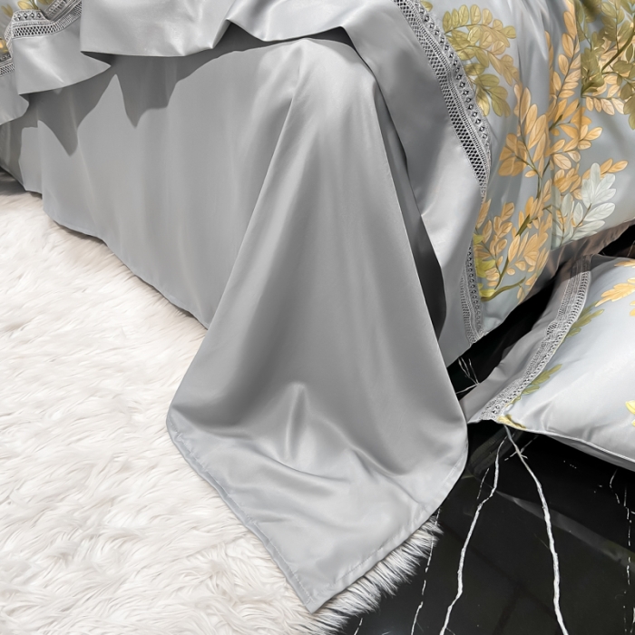 91家纺网 家纺一手货源 找家纺 2022新款 镂空水洗天丝夏被四件套 秋日森林