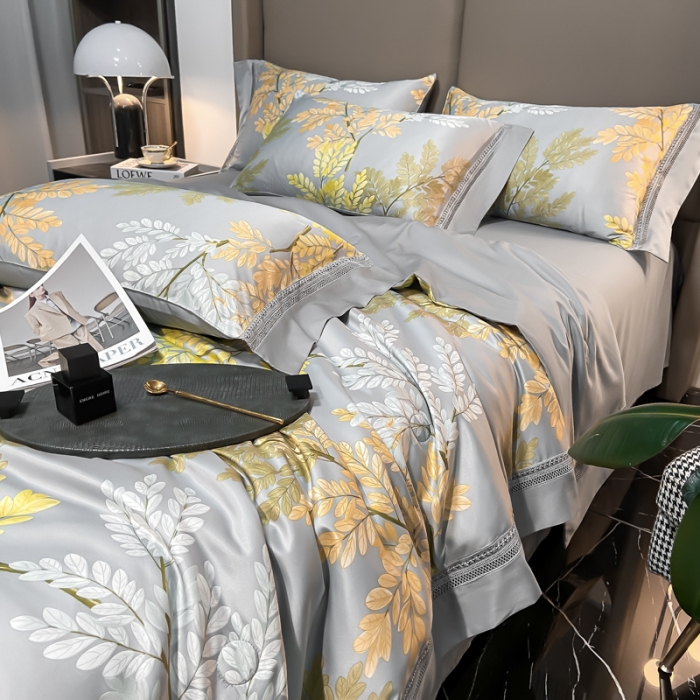 91家纺网 家纺一手货源 找家纺 2022新款 镂空水洗天丝夏被四件套 夏日风情