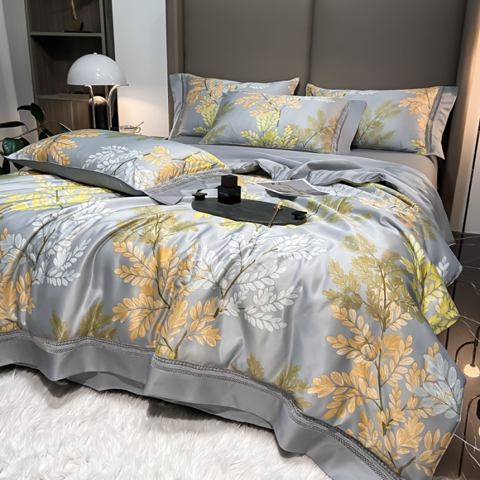 91家纺网 家纺一手货源 找家纺 2022新款 镂空水洗天丝夏被四件套 夏日风情