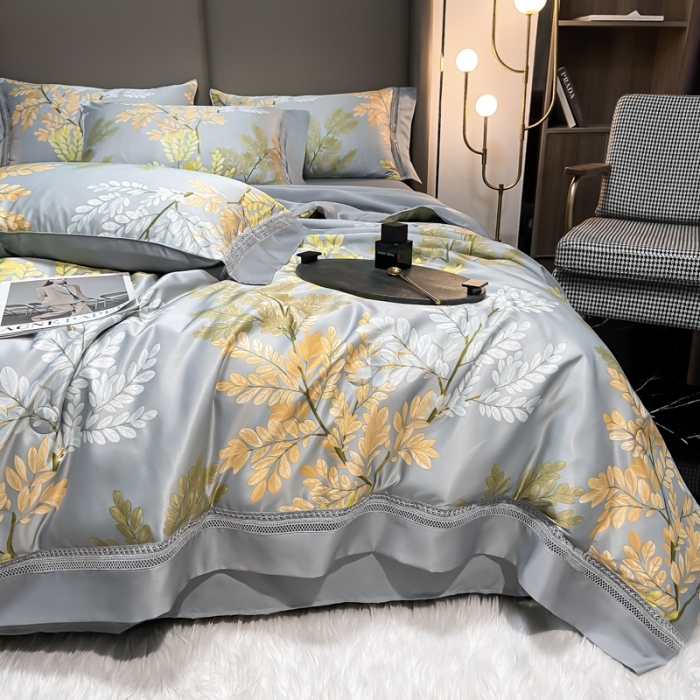 91家纺网 家纺一手货源 找家纺 2022新款 镂空水洗天丝夏被四件套 夏日风情