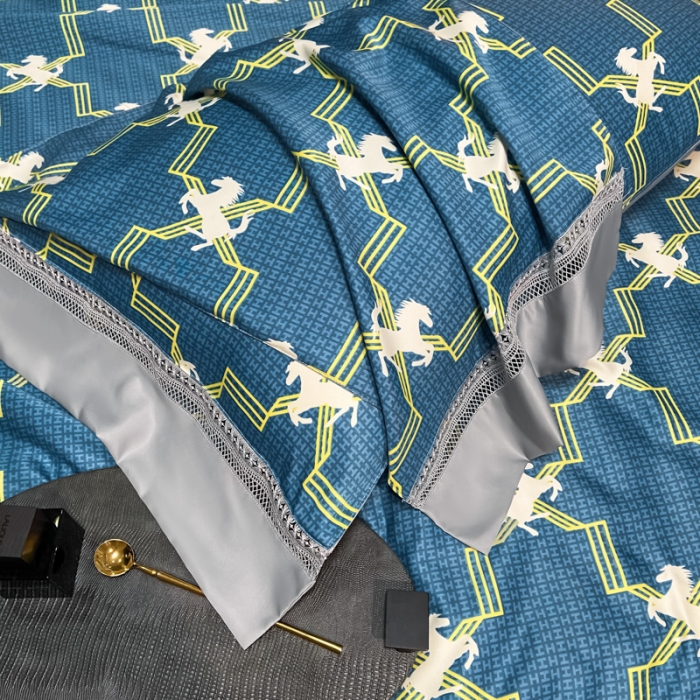 91家纺网 家纺一手货源 找家纺 2022新款 镂空水洗天丝夏被四件套 英伦风尚