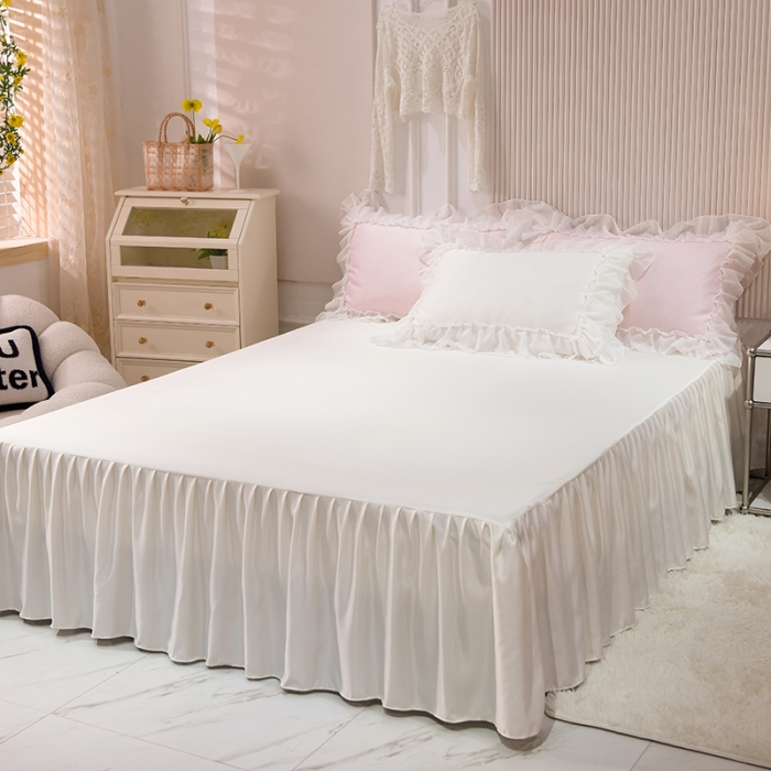 91家纺网 家纺一手货源 找家纺 艾米家居 2025新款韩版水洗真丝四件套-淡雅-奶白