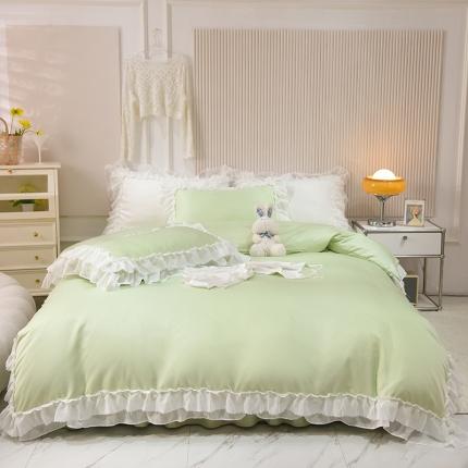 91家纺网 家纺一手货源 找家纺 艾米家居 2025新款韩版水洗真丝四件套-淡雅-薄荷绿