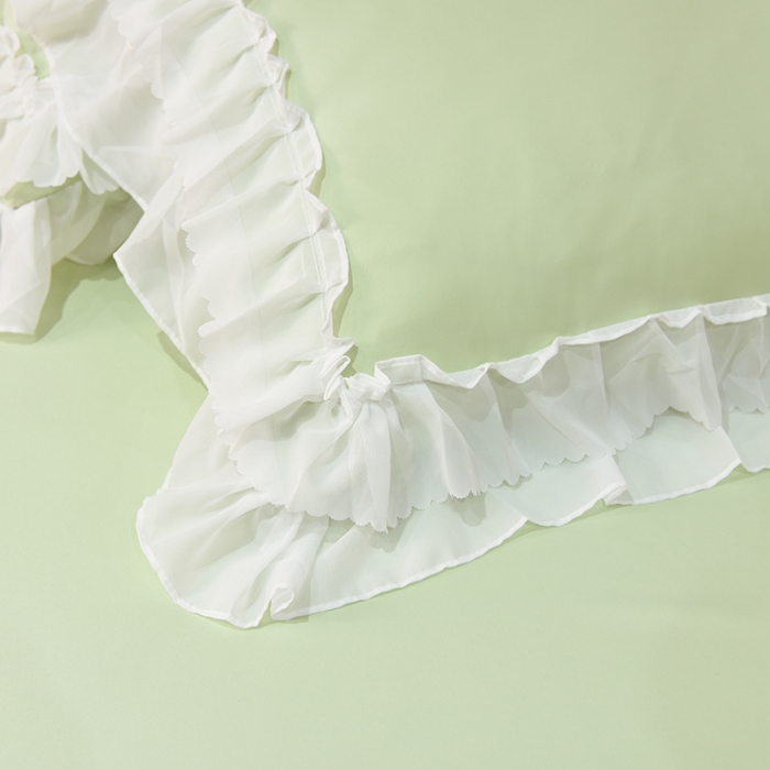 91家纺网 家纺一手货源 找家纺 艾米家居 2025新款韩版水洗真丝四件套-淡雅-薄荷绿