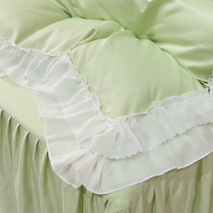 91家纺网 家纺一手货源 找家纺 艾米家居 2025新款韩版水洗真丝四件套-淡雅-薄荷绿