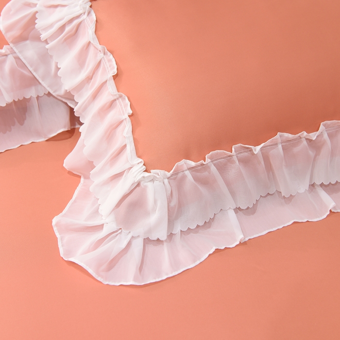 91家纺网 家纺一手货源 找家纺 艾米家居 2025新款韩版水洗真丝四件套-淡雅-橘色