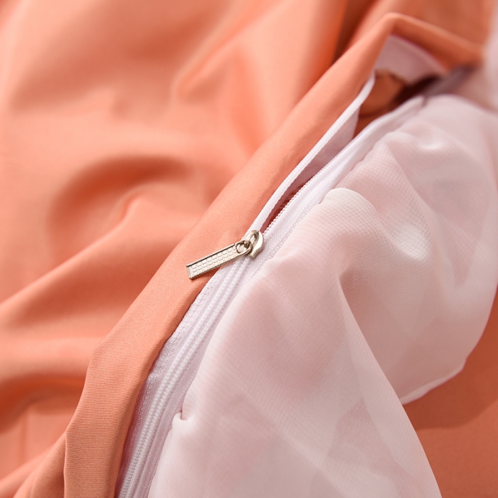 91家纺网 家纺一手货源 找家纺 艾米家居 2025新款韩版水洗真丝四件套-淡雅-橘色