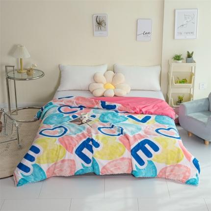 91家纺网 家纺一手货源 找家纺 畅销被业 2022水洗棉印花被夏被 爱心