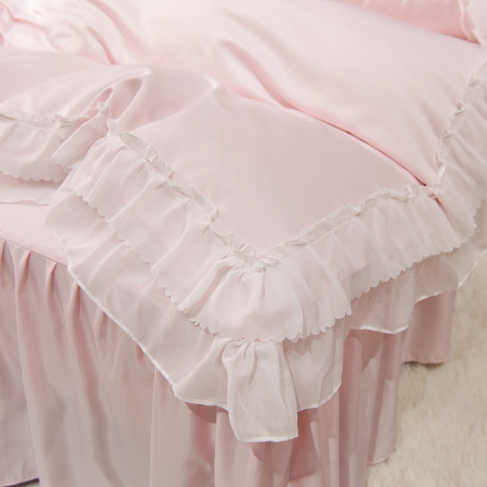 91家纺网 家纺一手货源 找家纺 艾米家居 2025新款韩版水洗真丝四件套-淡雅-蜜桃粉