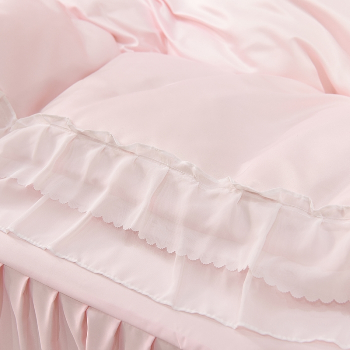 91家纺网 家纺一手货源 找家纺 艾米家居 2025新款韩版水洗真丝四件套-淡雅-蜜桃粉