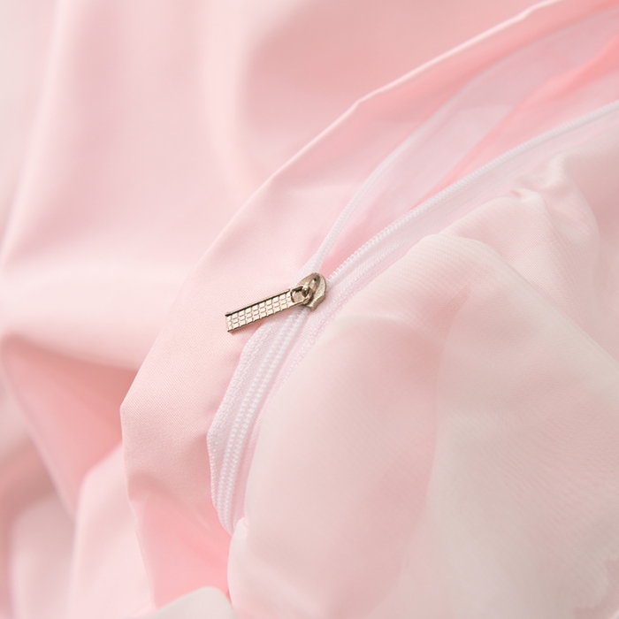 91家纺网 家纺一手货源 找家纺 艾米家居 2025新款韩版水洗真丝四件套-淡雅-蜜桃粉