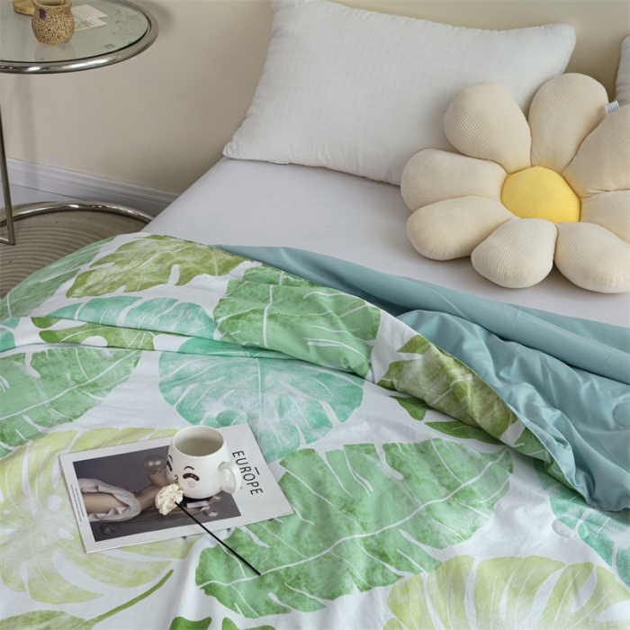 91家纺网 家纺一手货源 找家纺 畅销被业 2022水洗棉印花被夏被 芭蕉叶