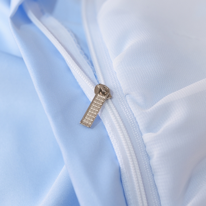 91家纺网 家纺一手货源 找家纺 艾米家居 2025新款韩版水洗真丝四件套-淡雅-天蓝