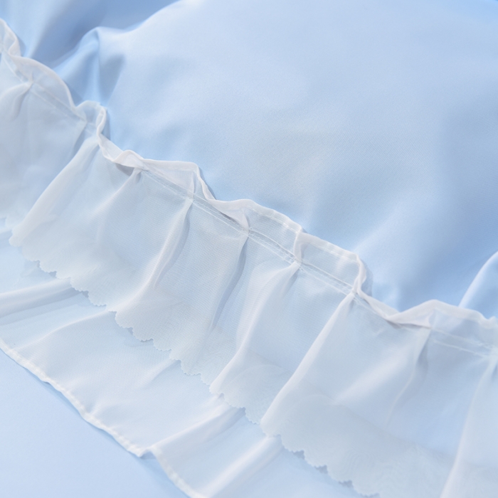 91家纺网 家纺一手货源 找家纺 艾米家居 2025新款韩版水洗真丝四件套-淡雅-天蓝