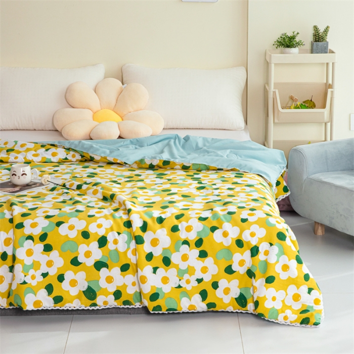 91家纺网 家纺一手货源 找家纺 畅销被业 2022水洗棉印花被夏被 春意