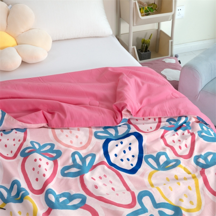 91家纺网 家纺一手货源 找家纺 畅销被业 2022水洗棉印花被夏被 大草莓