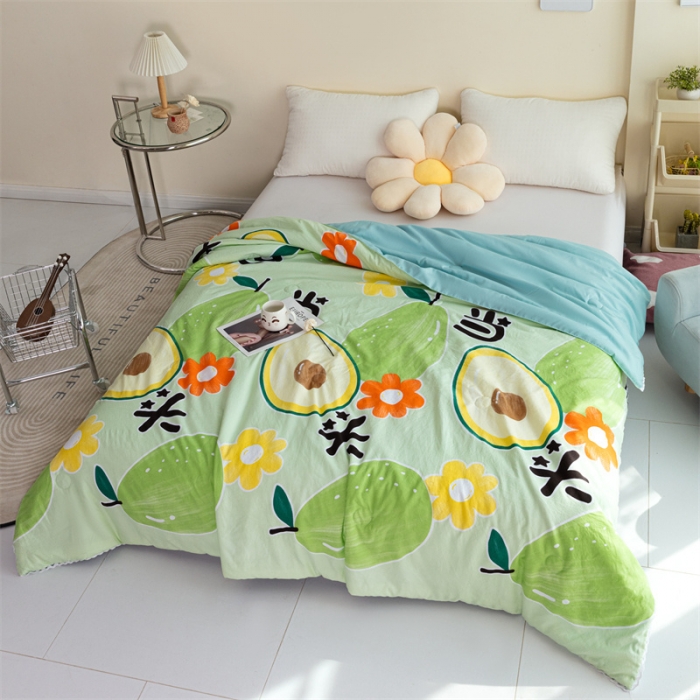 91家纺网 家纺一手货源 找家纺 畅销被业 2022水洗棉印花被夏被 大牛油果