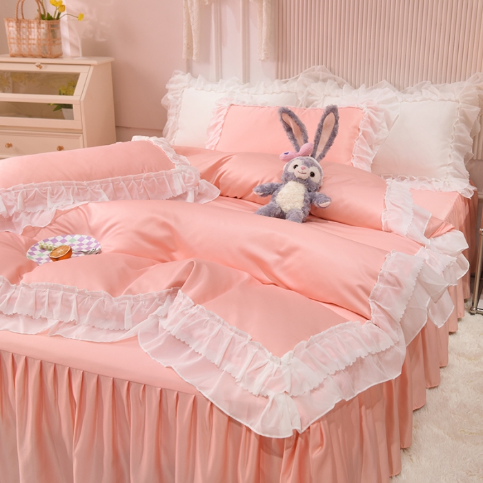 91家纺网 家纺一手货源 找家纺 艾米家居 2025新款韩版水洗真丝四件套-淡雅-玉色