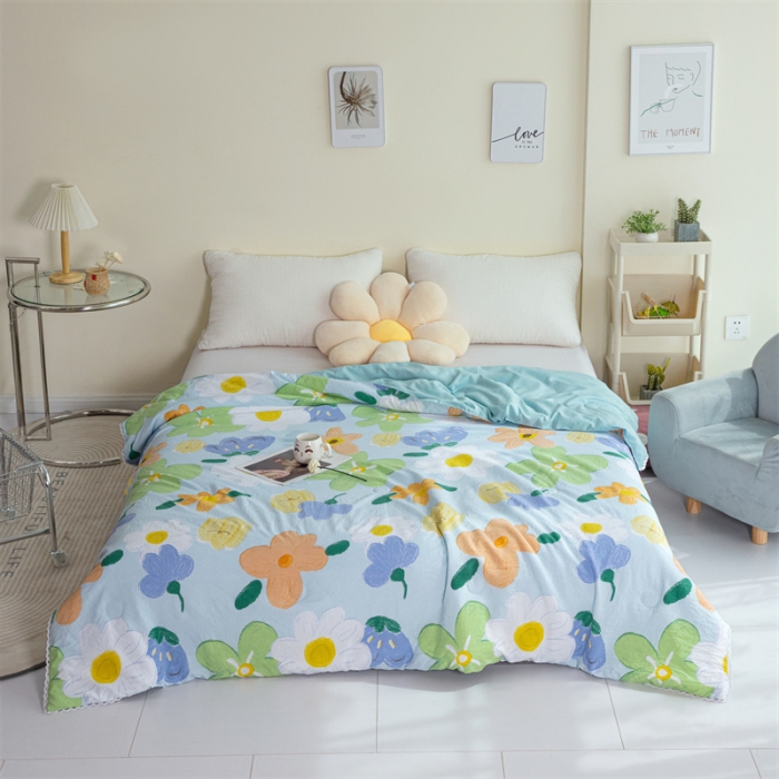 91家纺网 家纺一手货源 找家纺 畅销被业 2022水洗棉印花被夏被 色彩缤纷