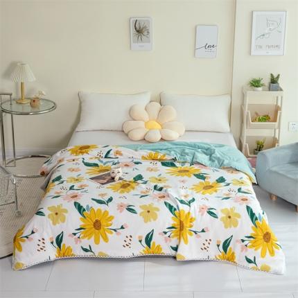 91家纺网 家纺一手货源 找家纺 畅销被业 2022水洗棉印花被夏被 小黄花