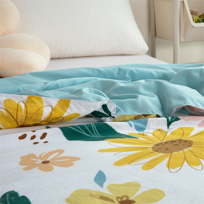 91家纺网 家纺一手货源 找家纺 畅销被业 2022水洗棉印花被夏被 小黄花