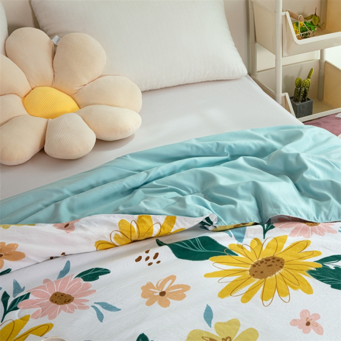 91家纺网 家纺一手货源 找家纺 畅销被业 2022水洗棉印花被夏被 小黄花