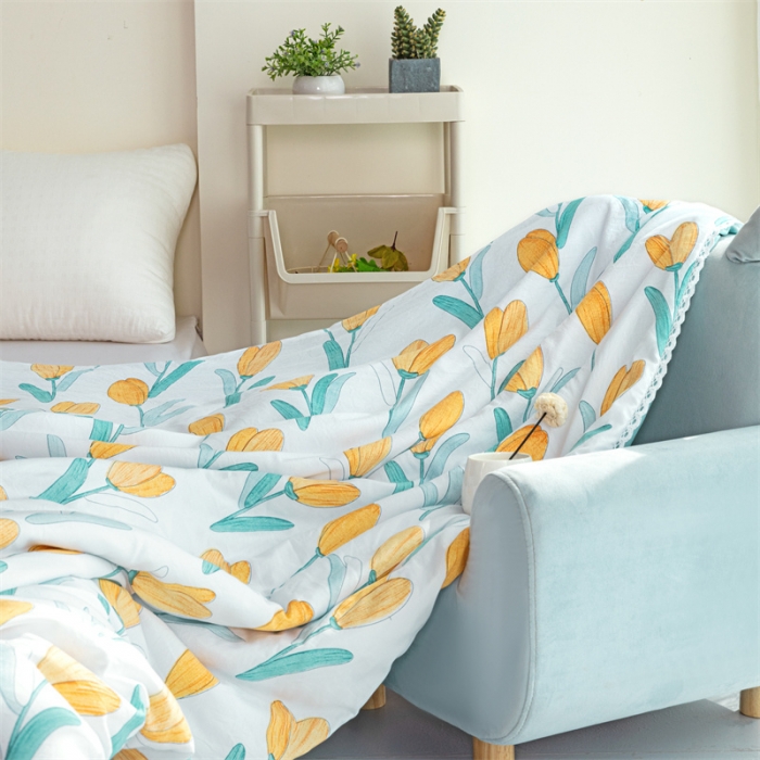 91家纺网 家纺一手货源 找家纺 畅销被业 2022水洗棉印花被夏被 郁金香